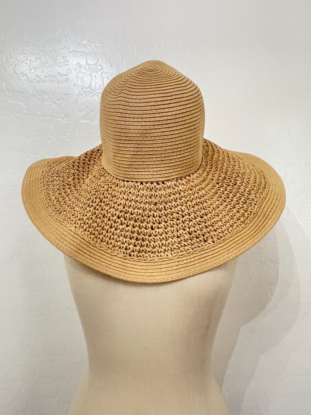 New J. Crew Hat Woven Beach Sun Wide Brim Tan
